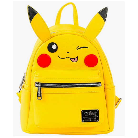 NWT Loungefly x Pokemon Pikachu Winking Face Backpack & You're A Catch Lip Mask - Picture 7 of 11